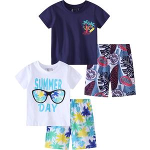Toddler Boy Summer Clothes Outfits Kids Cotton Short Sets 2-7 Years | 2 Packs Playwear