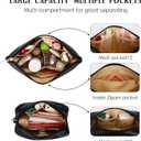 Mom Gifts| Initial Makeup Bag Set for Women Girls Personalized Gifts for Bridesmaid Teachers Graduation Friend Female PU Leather Cosmetic Travel Toiletry Bag(Black,T)