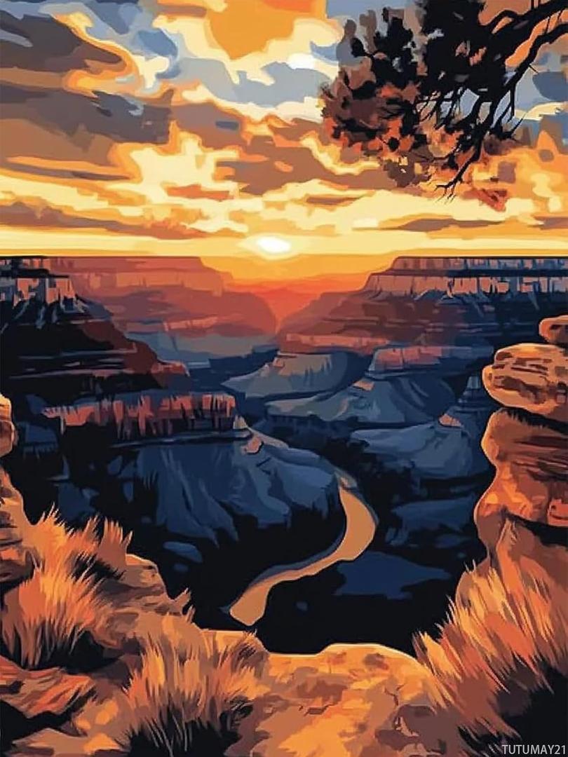 TUTUMAY21 DIY 5D Canyon Diamond Painting, National Park Diamond Art Kit Full Diamond with Number Kits Home and Kitchen Wall Decoration Gift Crafts 12x16inch