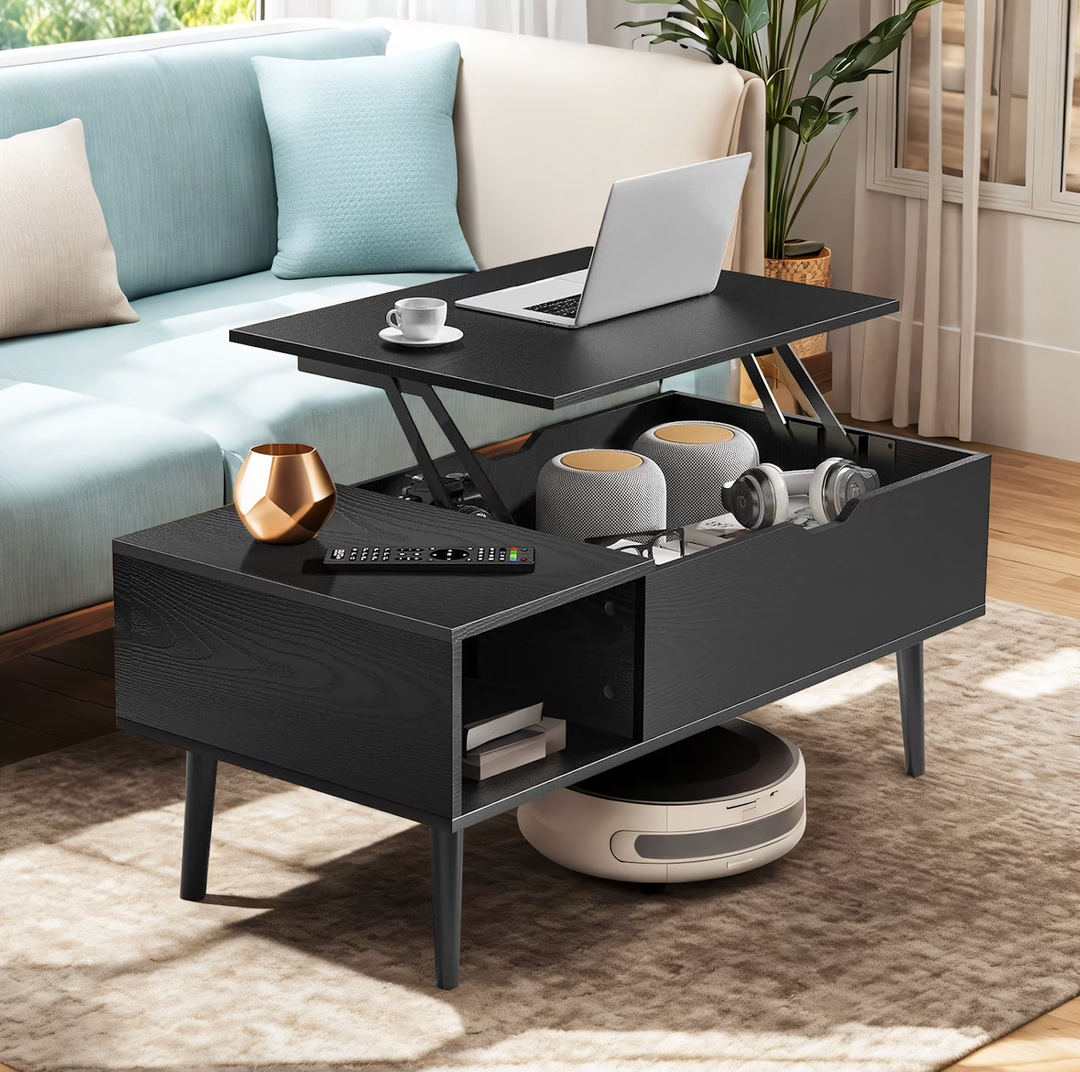 Coffee Table, Lift Top Coffee Tables for Living Room, Small Modern Wooden Center Tables with Storage Shelf and Hidden Compartment 19.7"D x 39.37"W x 17.4"H