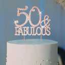 Jaciya Cake Topper 50th Birthday Decorations Women 50 & FABULOUS Rose Gold Cake Topper