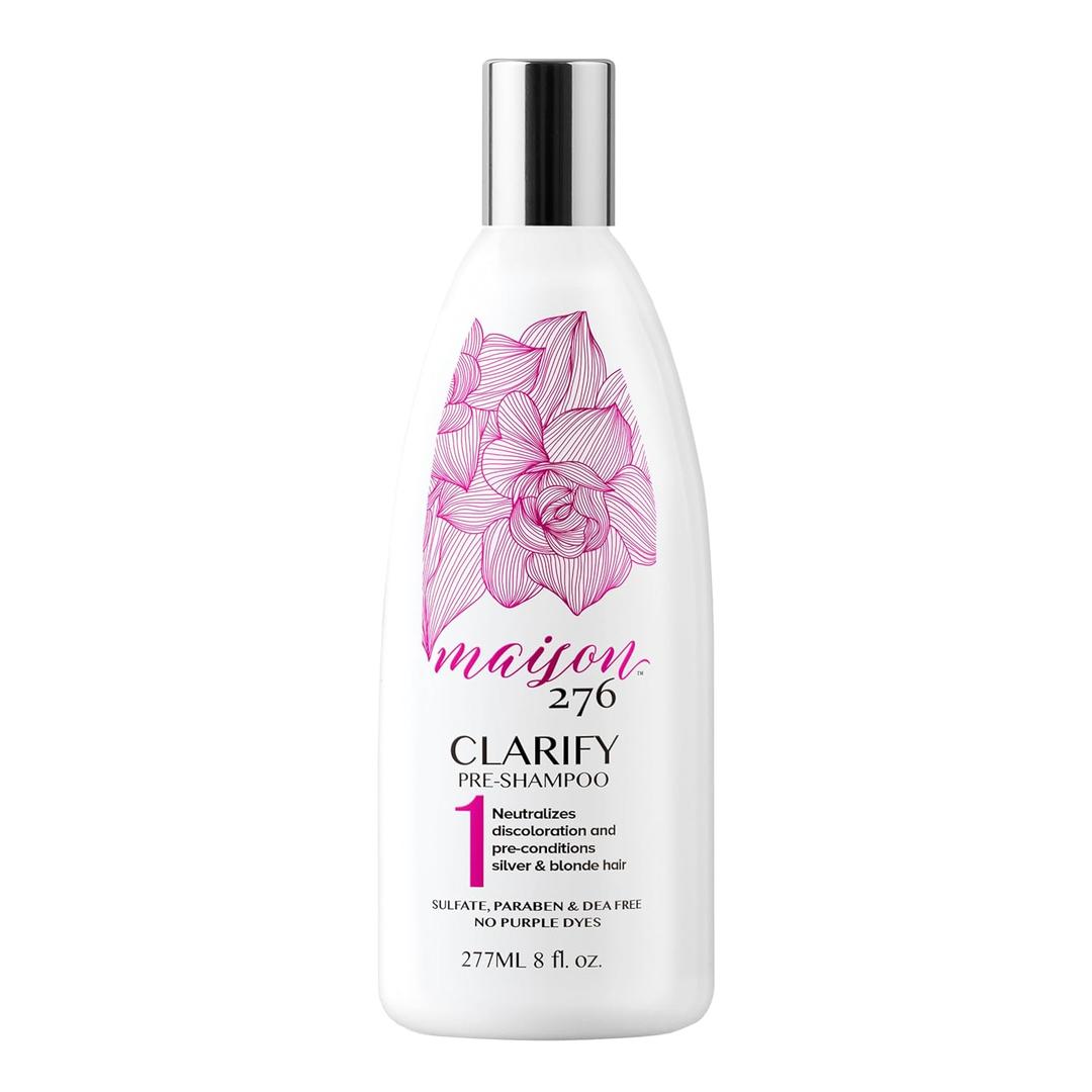 Maison 276 CLARIFY Pre-Shampoo (Shampoo for Gray Hair for Women & for Silver Hair) Removes Buildup, Restores Clarity & Shine, No Purple Dyes, Plant-Based Weekly Reset, 8 oz
