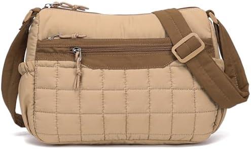 LACOMILA Medium Size Purses for Women Quilted Travel Purse with Multi Pockets Nylon Crossbody Bag for Ladies