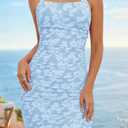MITILLY Summer Formal Halter Backless Bodycon Cocktail Mini Dress | Sleeveless, Square Neck, Adjustable Halter, Backless, Bodycon Ruched, Mini, for Wedding, Cocktail, Prom (Blue, M)