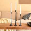 Set of 3 Candle Stick Holders,Iron Black Candlestick Holders, Fits 3/4 inch Thick Candles, Tapered Candle Holders Tall Set for Dining Table, Wedding, Home Decoration (12,14,15.5)