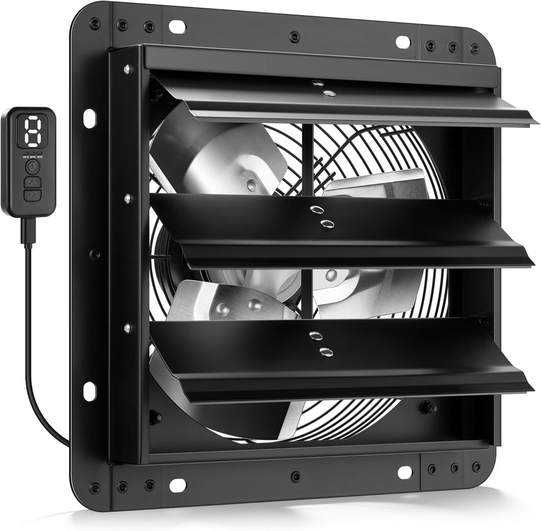 VIVOHOME 10" Shutter Exhaust Fan with EC Motor 900 CFM, Variable Speed, Timer, Wall-Mounted for Attic, Garage, Greenhouse, Chicken Coop, Barn Ventilation