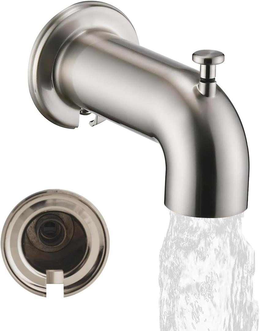 Extra Long Tub Spout with Diverter, Fits for 1/2" IPS Threads,Brushed Nickel