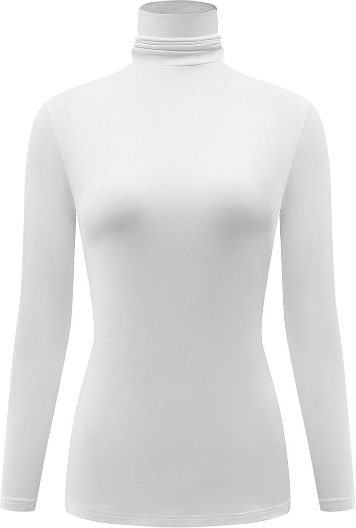 Kindcall Casual Turtleneck Tops Lightweight Long Sleeve Soft Thermal Shirts for Women (XX-Large, White)