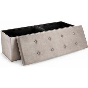 Sorbus 43 Inch Beige Ottoman with Storage Bench  Folding Bed Bench 80L Storage Ottoman Chest with Cover  Toy Shoes Linen, Hope Chest Ottoman Seat Footrest  Plush Tufted Suede Fabric -450 Lbs. (Large (15 x 43 x 15))