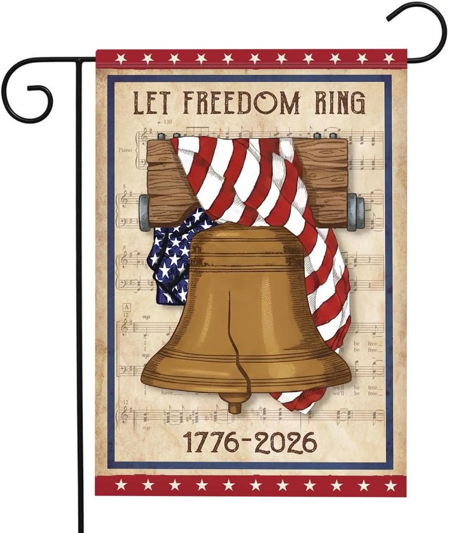 250 Years Anniversary USA Flag - 1776-2026 Memorial Day Garden Decor, Let Freedom Ring Patriotic Flags, Rustic USA Anniversary Flag, Double-sided Independence July 4th Garden Flags