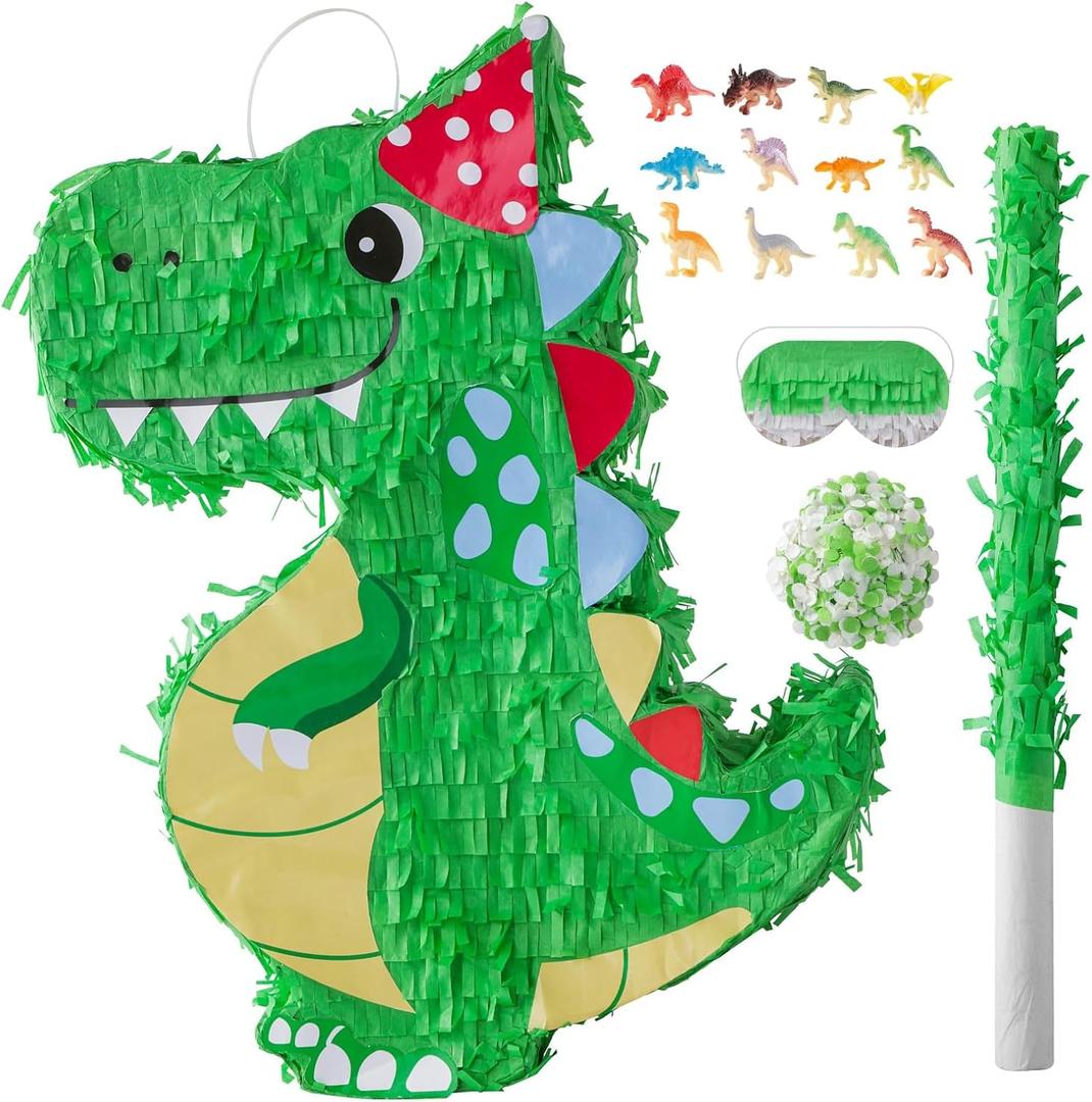 VINTS Dinosaur Pinata,Kids Dino Piñata with Blindfold, Dinosaur Themed Party Decor,Perfect for School Parties, Birthday Parties (16.93 × 12.6× 3.15in)