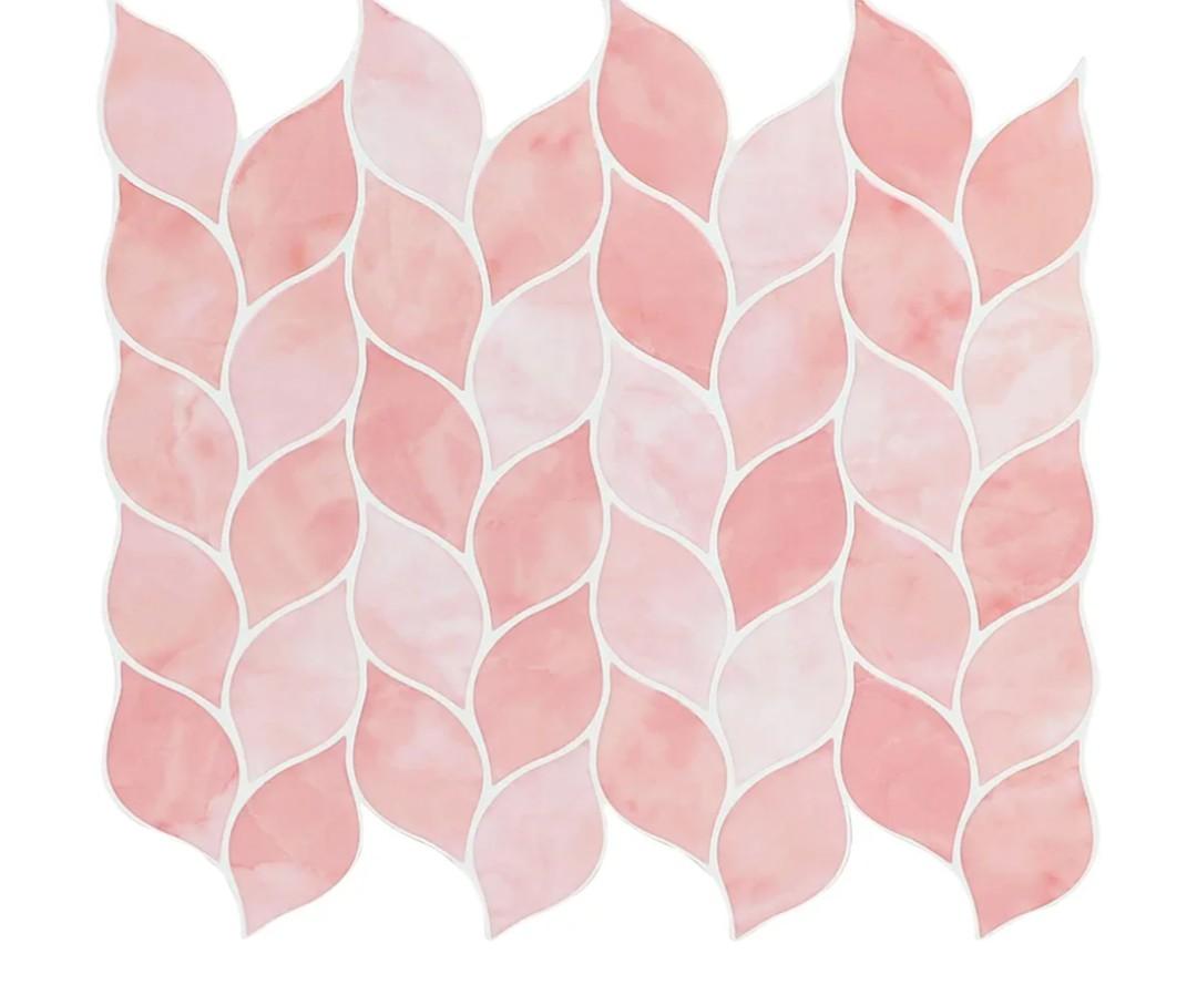 HOMEART Pink Peel and Stick Tile, Self-Adhesive Renter Friendly Backsplash Stick on Wall Tiles for Kitchen Bathroom (10 Sheets)