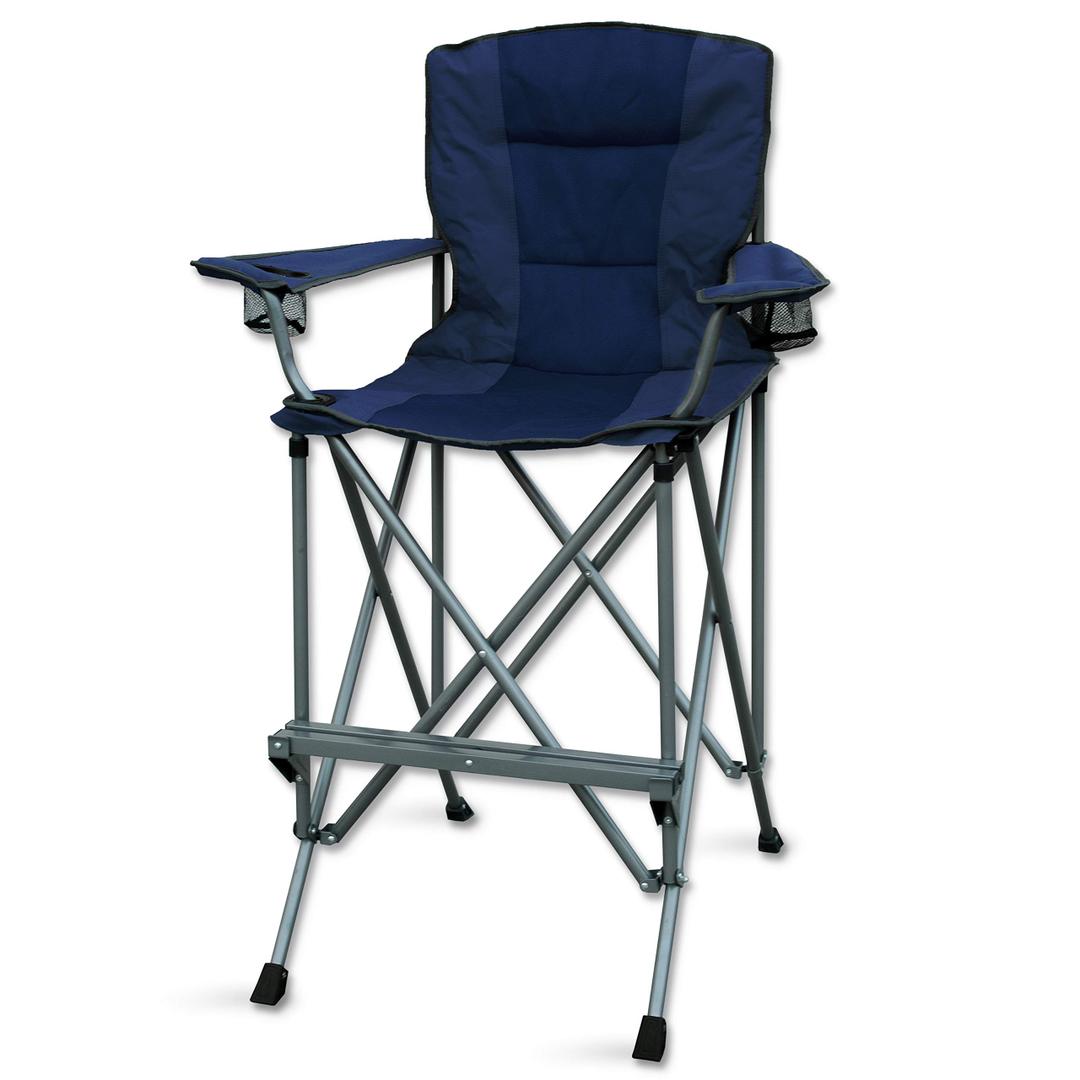 Extra Tall Folding Chairs for Adults 330lbs, Portable Bar Height Foldable Director Chairs for Camping Outside, Comfortable with High Back and Footrest, Blue