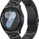 Metal Bands Compatible with Samsung Galaxy Watch, Size: Galaxy Watch 7/6/5/4 40/42/43/44/45/46/47mm No Gap Stainless Steel Strap for Women and Men, Black