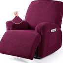 VANSOFY Recliner Chair Cover, 3-Pieces Stretch Recliner Covers for Recliner Chair Soft Reclining Chair Slipcover Furniture Protector for Dogs Cats(Burgundy) (1 Seater)