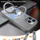 360 Rotatable Magnetic Stand for iPhone 16 pro Case Compatible with Magnetic 16FT Military Drop Protection, Anti-Scratch/Fingerprint Shockproof iPhone 16 pro Phone Case(Matte-Grey)