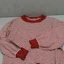 Women's Oversized Striped Sweater Casual Off The Shoulder Sweater Fall Long Sleeve Loose Knit Pullover Jumper Tops (Red, S)