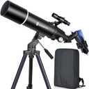 Telescopes for Adults Astronomy, 80mm Aperture 600mm Refractor Telescope for Kids & Beginners, Compact and Portable Travel Telescopio with Backpack (Black)