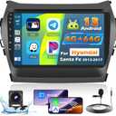 Roinvou 4+64G Android Carplay Stereo for Hyundai Santa Fe 2013-2017, 9" Touch Screen Carplay Android Auto with 32EQ Bluetooth WiFi GPS Navigation Mirror Link 1280 * 720 Resolution