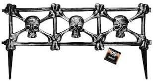 Interlocking Skull and Crossbones Fence Sections, Halloween Decor, Pack of 10