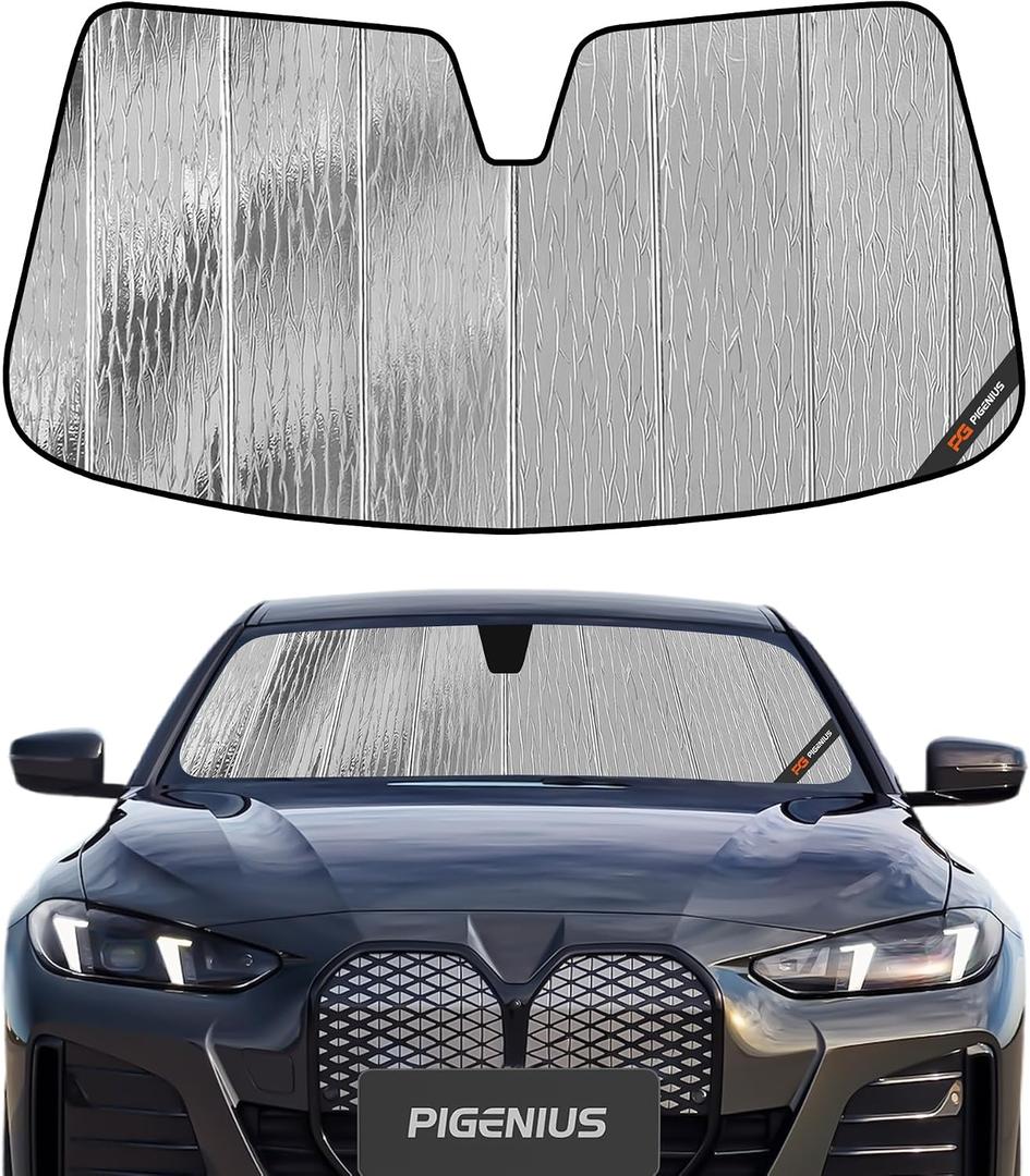 Pigenius Windshield Sun Shade for BMW 3 Series Sedan & M3 (G20/G80) 2023-2026, Fits 330i M340i M3 Competition CS, Reversible Silver/Black