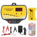 Electric Fence Charger 12V Input to 12KV Output, 2 Joule, 120 Acre Plug-in Electric Fence Energizer for Wildlife Control & Animal Intrusion Prevention Includes Warning Signs and Conductive Wire