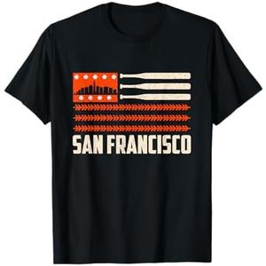 San Francisco Baseball Flag Patriotic Vintage T-Shirt, L