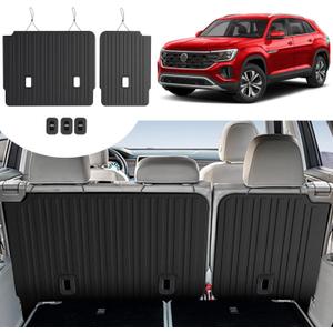 2nd Backrest Mat for 2018-2025 2026 Volkswagen VW Atlas (Not for Cross Sport)-All Weather TPE Seat Back Cover Protection Kick Mats for 2025 VW Atlas SE SEL Peak Edition Accessories-7 Seats
