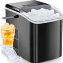 OLIXIS Ice Maker Machine with Handle,26lbs in 24Hrs,9 Ice Cubes in 6 Mins, Auto-Cleaning Portable Ice Maker with Basket and Scoop, Countertop Ice Maker for Home/Kitchen/Camping/RV, Sleek Black