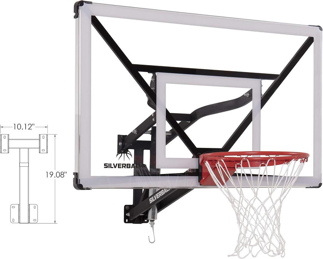 Silverback NXT 54" Wall Mounted Basketball Hoop, Indoor / Outdoor Basketball Hoop with QuickPlay Design (Blue-Black)