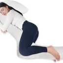 EKEPE Body Pillow with Cover, 68 Inches Memory Foam Full Body Pillow for Side Sleeper, Long Pregnancy Pillow with Contour Support for Back, Knee, Leg Relief - Medium White