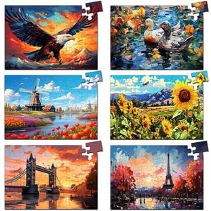 6 Pack 36-Piece Large Jigsaw Puzzles for Seniors Easy Dementia Alzheimer Products Dementia Activities Memory Training Game for Elderly Alzheimer's Patients in Nursing Home Gift (Style 3)