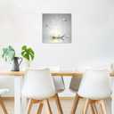 Modern Grey Zen Wall Art for Bathroom Retro Butterfly and White Floral Bloom in Water Abstract Canvas Wall Art Wall Paintings Spa Wall Pictures for Living Room Bedroom Office Ready To Hang, 12x12 Inch