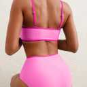 Herseas Women's 2 Pieces Colorblock Bikini Sets Square Neck Swimsuit Adjustable Spaghetti Straps Bathing Suit (Pink, XL)