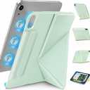 for iPad mini 7 A17 Pro Case(2024),iPad mini 7th/6th Slim Powerful Magnetic Case,4 Standibg Angles,Vertical Stand Cover,with Auto Wake/Sleep and with Pencil Holder (Green, iPad mini 6th/7th)