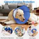 Upraded Dog Cone Collar After Surgery, Adjustable Soft Dog Cone, Soft Inner & Sturdy Protective Recovery Elizabethan Collar for Dogs to Stop Licking Wounds (L) (Blue)