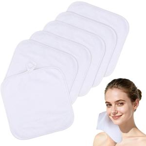 SINLAND Microfiber Facial Cloths Fast Drying Washcloth 8inch x 8inch Absorbent Face Wash Cloth Soft Makeup Remover Cloths (1 Count (Pack of 6))