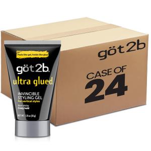 Got2b Glued Travel-Size Spiking Hair Gel, Strong Hold for On-the-Go Styling, Mini 1.25 oz Tubes, Ultra, (Pack of 24)