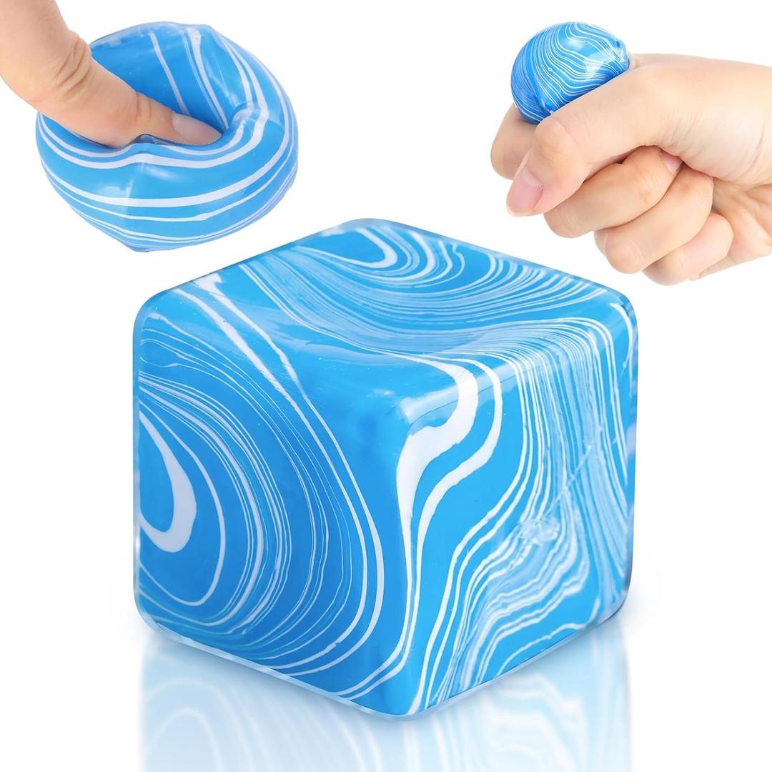 2 x 1 Pcs Stress Cube Bulk Ice Cube Stress Ball Anxiety Relief Soft Squeeze Sensory Ball for Party Favors Prizes Goodie Bag Stuffers (Pastel Pink)