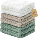 Cuddle Campus Baby Washcloths 6 Packs, Muslin Washcloths Baby,Cotton Burp Cloths, Extra Absorbent and Soft Wash Clothes for Newborns, 12x12 Inches