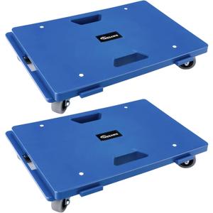 2 Pack Furniture Dolly 4 Wheels Upgraded Dollies Connectable with 4 Wheels Small Flat Dolly Cart with 500 LBS Capacity for Heavy Appliance, Blue