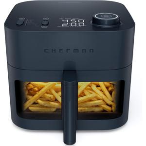 Chefman Crispinator Air Fryer 6-in-1 with 8 Qt capacity, 450F Max Temp with TurboFry Pro Technology for Fast and Even Results, Viewing Window, Nonstick Ceramic Basket, 8 Quart