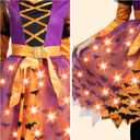 Spooktacular Creations Light Up Polka Dots Witch Tutu Costume for Girls Toddlers Starry Witch Dress with Magic Hat and Broom (Small (5-7yr), Purple Orange)