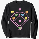 Valentine Heart Love Cute Baseball Softball Lover Sayings Sweatshirt 2XL