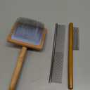 Ergonomic Slicker Brush for Long-Haired Dogs - Wooden Handle, Long Pins for Grooming Goldendoodles