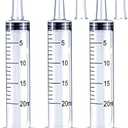 20ml Syringe for Liquid, Oral, Scientific Labs, Measurement, Dispensing, with Cap- 3 Pack 20ml Syringes