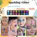 Face Painting Kit for Kids, 42 Colors Professional Face Paint Makeup Kit Non-Toxic Water Activated Facepaint Palette with Brush, Stencil, Sponge, Gem, for Party Halloween Christmas (42 Colors)