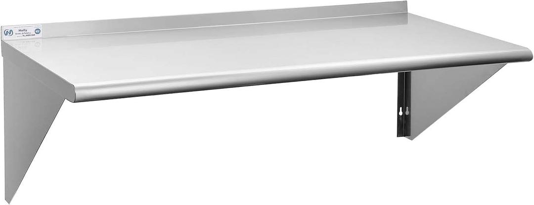 HALLY SINKS & TABLES H Stainless Steel Shelf 18 x 48 Inches, 400 lb, Commercial Wall Mount Floating Shelving for Restaurant, Kitchen, Home and Hotel