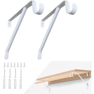 Heavy Duty Closet Rod Bracket, Adjustable Closet Shelf & Rod Brackets White Closet Rod Holders for 3/4" Wall Cleat, Adjustable for Rear Cleat Strip, Set of 2