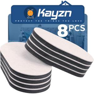 Felt Furniture Sliders 8pcs 3-1/2" x 6"- Reusable Heavy Duty Oval Sliders for Moving Furniture on Hard Floor - Quickly and Easily Move Couches/Beds/Armoires